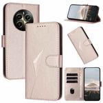 For Realme 12+ Triangle Pattern Buckle Clasp Leather Phone Case(Rose Gold)