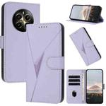 For Realme 12+ Triangle Pattern Buckle Clasp Leather Phone Case(Light Purple)