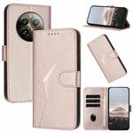 For Realme 12 Pro Triangle Pattern Buckle Clasp Leather Phone Case(Rose Gold)