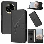 For Realme 13 Pro+ Triangle Pattern Buckle Clasp Leather Phone Case(Black)