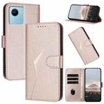 For Realme C30 Triangle Pattern Buckle Clasp Leather Phone Case(Rose Gold)