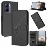 For Realme C33 Triangle Pattern Buckle Clasp Leather Phone Case(Black)