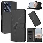 For Realme C55 Triangle Pattern Buckle Clasp Leather Phone Case(Black)