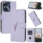 For Realme C55 Triangle Pattern Buckle Clasp Leather Phone Case(Light Purple)