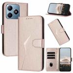 For Realme C63 Triangle Pattern Buckle Clasp Leather Phone Case(Rose Gold)