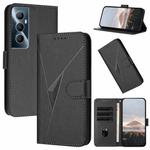 For Realme C65 Triangle Pattern Buckle Clasp Leather Phone Case(Black)