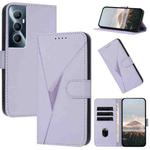 For Realme C65 Triangle Pattern Buckle Clasp Leather Phone Case(Light Purple)