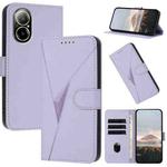 For Realme C67 Triangle Pattern Buckle Clasp Leather Phone Case(Light Purple)