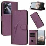 For Realme Note 60 Triangle Pattern Buckle Clasp Leather Phone Case(Dark Purple)