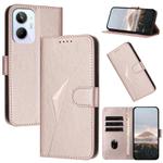For Realme 10 4G Triangle Pattern Buckle Clasp Leather Phone Case(Rose Gold)