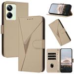 For Realme 10 Pro Triangle Pattern Buckle Clasp Leather Phone Case(Gold)