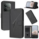For Realme GT 6 / GT 6T Triangle Pattern Buckle Clasp Leather Phone Case(Black)