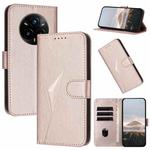 For Realme 14 Pro+ Triangle Pattern Buckle Clasp Leather Phone Case(Rose Gold)