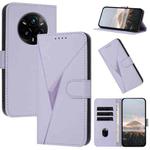 For Realme 14 Pro+ Triangle Pattern Buckle Clasp Leather Phone Case(Light Purple)