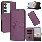 For Realme 14x Global Triangle Pattern Buckle Clasp Leather Phone Case(Dark Purple)