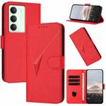 For Realme 14x Global Triangle Pattern Buckle Clasp Leather Phone Case(Red)