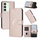 For Realme 14x Global Triangle Pattern Buckle Clasp Leather Phone Case(Rose Gold)