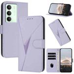 For Realme 14x Global Triangle Pattern Buckle Clasp Leather Phone Case(Light Purple)