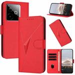 For Realme GT 7 India Triangle Pattern Buckle Clasp Leather Phone Case(Red)