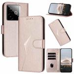 For Realme GT 7 India Triangle Pattern Buckle Clasp Leather Phone Case(Rose Gold)