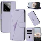 For Realme GT 7 India Triangle Pattern Buckle Clasp Leather Phone Case(Light Purple)