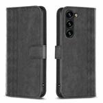 For Samsung Galaxy S25 5G Plaid Embossed Leather Phone Case(Black)