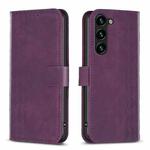 For Samsung Galaxy S25 5G Plaid Embossed Leather Phone Case(Purple)