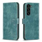 For Samsung Galaxy S25+ 5G Plaid Embossed Leather Phone Case(Green)