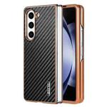 For Samsung Galaxy Z Fold6 5G AZNS Electroplated Edge Carbon Fiber Texture Phone Case(Black)