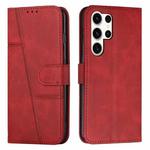 For Samsung Galaxy S25 Ultra 5G Stitching Calf Texture Buckle Leather Phone Case(Red)
