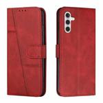 For Samsung Galaxy S25 / S24 5G Stitching Calf Texture Buckle Leather Phone Case(Red)