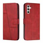 For Samsung Galaxy S25+ / S24+ 5G Stitching Calf Texture Buckle Leather Phone Case(Red)