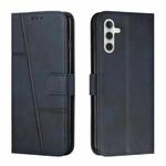 For Samsung Galaxy S25+ / S24+ 5G Stitching Calf Texture Buckle Leather Phone Case(Blue)
