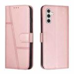 For Samsung Galaxy S25+ / S24+ 5G Stitching Calf Texture Buckle Leather Phone Case(Rose Gold)