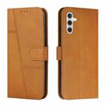 For Samsung Galaxy S25+ / S24+ 5G Stitching Calf Texture Buckle Leather Phone Case(Yellow)