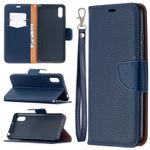 For Xiaomi Redmi 9A Litchi Texture Pure Color Horizontal Flip PU Leather Case with Holder & Card Slots & Wallet & Lanyard(Dark Blue)