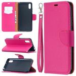 For Xiaomi Redmi 9A Litchi Texture Pure Color Horizontal Flip PU Leather Case with Holder & Card Slots & Wallet & Lanyard(Rose Red)