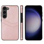 For Samsung Galaxy S23 5G Litchi Leather Skin Card Slots Phone Case(Rose Gold)