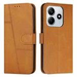 For Redmi Note 14 5G Stitching Calf Texture Buckle Leather Phone Case(Yellow)