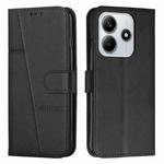 For Redmi Note 14 4G 163.25mm Stitching Calf Texture Buckle Leather Phone Case(Black)