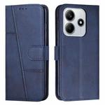 For Redmi Note 14 4G 163.25mm Stitching Calf Texture Buckle Leather Phone Case(Blue)
