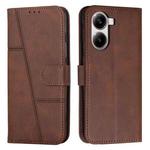 For Redmi Turbo 4 / Xiaomi Poco X7 Pro Stitching Calf Texture Buckle Leather Phone Case(Brown)