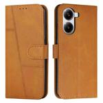 For Redmi Turbo 4 / Xiaomi Poco X7 Pro Stitching Calf Texture Buckle Leather Phone Case(Yellow)