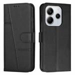 For Redmi Note 14 4G 164.84mm Stitching Calf Texture Buckle Leather Phone Case(Black)