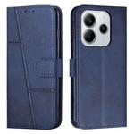 For Redmi Note 14 4G 164.84mm Stitching Calf Texture Buckle Leather Phone Case(Blue)