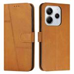 For Redmi Note 14 4G 164.84mm Stitching Calf Texture Buckle Leather Phone Case(Yellow)