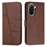 For Redmi A5 4G 171.7mm / Poco C71 Stitching Calf Texture Buckle Leather Phone Case(Brown)
