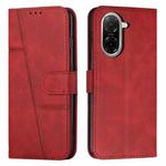 For Redmi A5 4G 171.7mm / Poco C71 Stitching Calf Texture Buckle Leather Phone Case(Red)