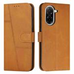 For Redmi A5 4G 171.7mm / Poco C71 Stitching Calf Texture Buckle Leather Phone Case(Yellow)