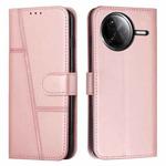 For Redmi K80 / K80 Pro Stitching Calf Texture Buckle Leather Phone Case(Rose Gold)